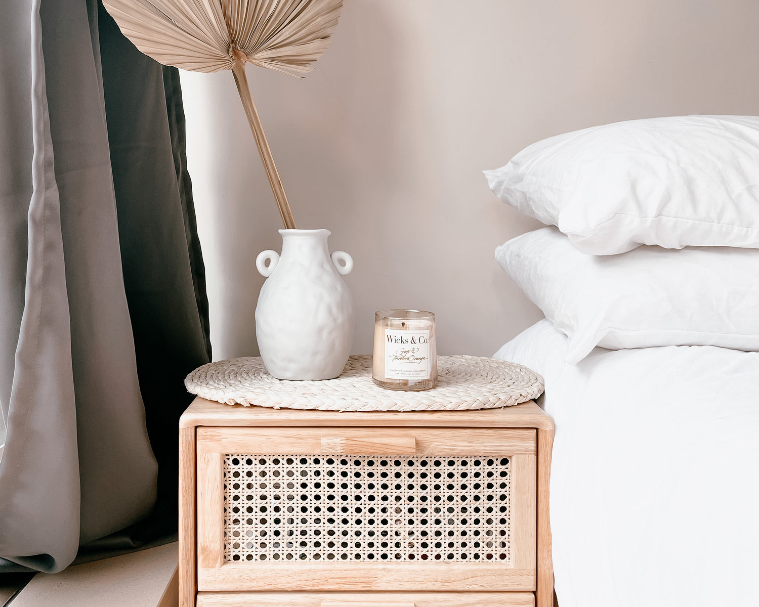 Style My Home Page, candle on bed-side table